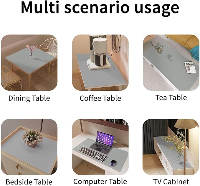 Leather Table Cover,1.8mm Thick,40x40 Inch Table Protector,Table Protector for Dining Room Table,Dining Table Cover,Table Cover Protector.(Gray+Gray,40x40)