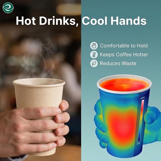 ECO SOUL 25 Pack 16 oz Disposable Coffee Cups - Image 7