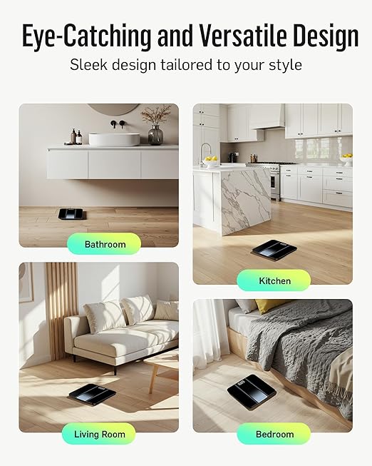 RunStar Digital Bathroom Scale for Body Weight with High Precision, Clear LED Backlight Display, Accurate Scale with 6mm Tempered Glass, 400lb, Silver