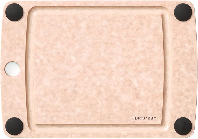 Epicurean All-In-One Cutting Board with Non-Slip Feet and Juice Groove, 10" × 7", Natural/Black (Pack of 6)