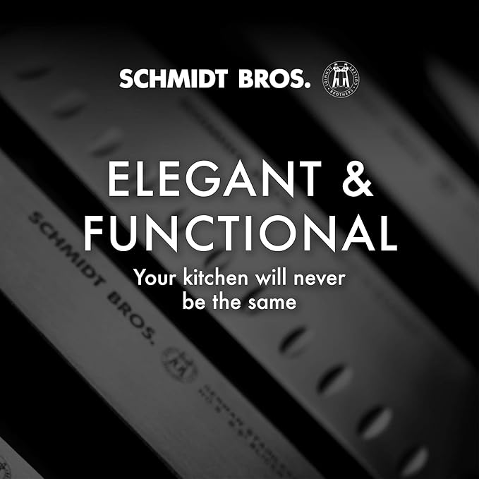 Schmidt Brothers - Carbon 6, 7-Piece Kitchen Knife Set, High-Carbon Stainless Steel Cutlery with Midtown Acacia and Acrylic Magnetic Knife Block