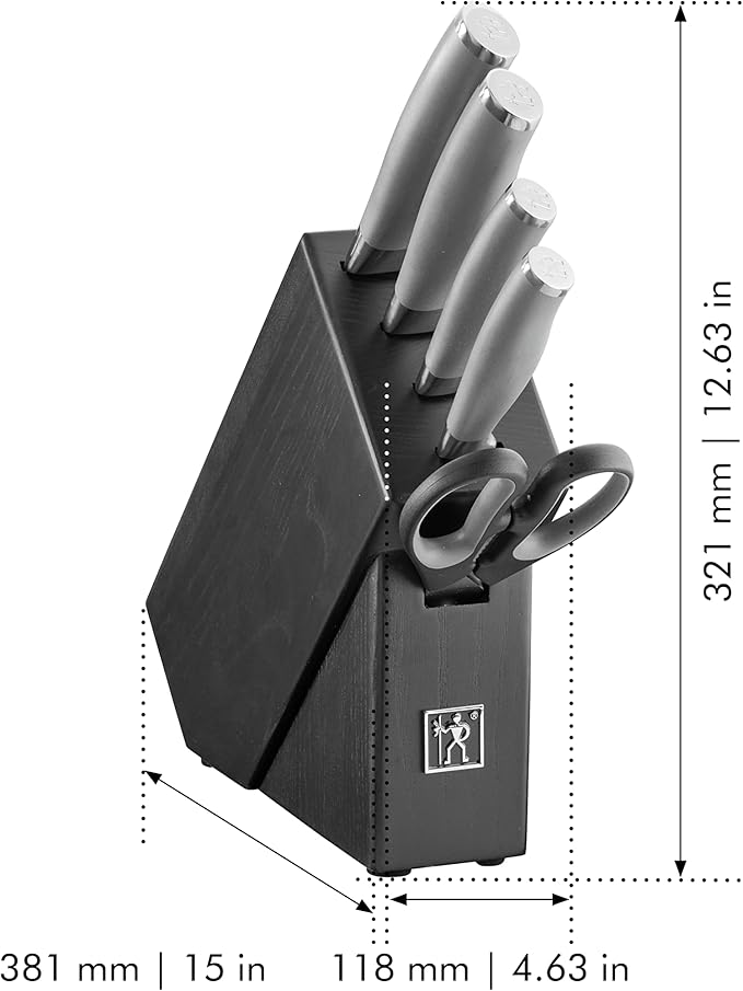 J.A. Henckels International Modernist Kitchen Knife Set with Block, 13-pc, Chef Knife, Knife Sharpener, Utility Knife, Black