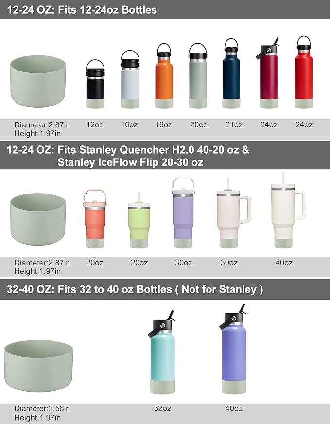 CHEETAH Protective Boot for Hydroflask Water Bottle 12oz - 40oz, BPA Free Bottom Silicone Sleeve Cover, Compatible with All Water Bottles with Bottom Width of 2.87-3.56in