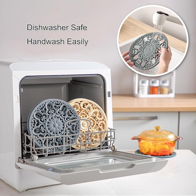 Extra Thick Silicone Trivet Mat for Hot Dishes, Hot Pots and Pans, Pot Holder, Hot Pad to Portect Your Table and Countertop, Kitchen Decor and Accessories,Pink,Set of 3