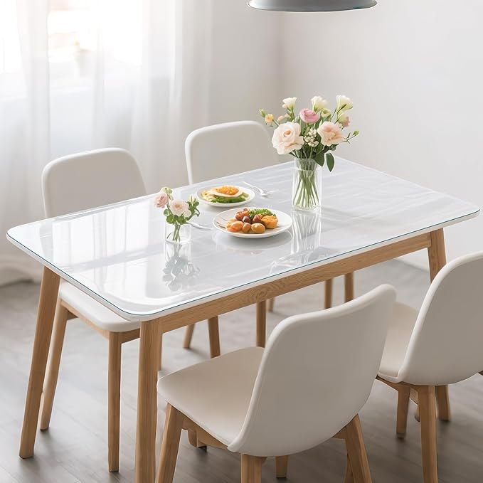 Clear Table Protector 40 x 60 Inch, 1.9mm Thick Waterproof PVC Plastic Table Cover, Durable Table Pad for Dining Room, Kitchen, Writing Desk, and Coffee Tables