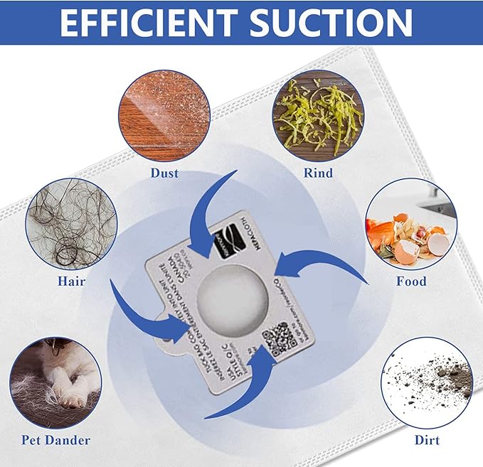 Compatible with Kenmore 53292 Type Q - C HEPA Canister Vacuum Bags,6-Pack (white)