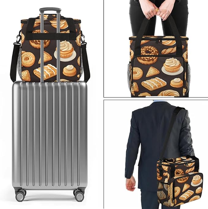 Bakery Coffee Maker Travel Bag, Bread Food Insulated Grocery Bag Travel Picnic - Image 7