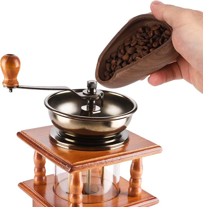 Coffee Bean Dosing Cup and Spray Bottle Set, Walnut Wood Bean Measuring Tray - Image 7