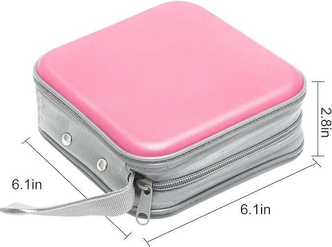 CD Case, 40 Capacity CD/DVD Case Holders Wallet Hard Plastic DVD Disc Cases Storage Binder for Car Home Office Travel (Pink)