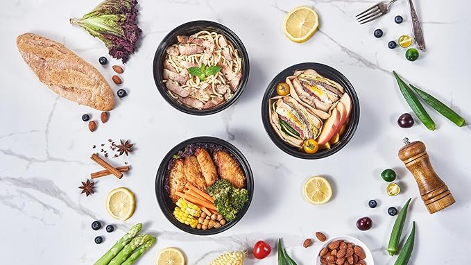 32 oz 50 ct Round Meal Prep Containers with Lids Plastic Food Storage Lunch Plan To Go Box Disposable Take Out Bowls BPA Free Durable Stackable Microwave Freezer Safe (Formerly FULING)