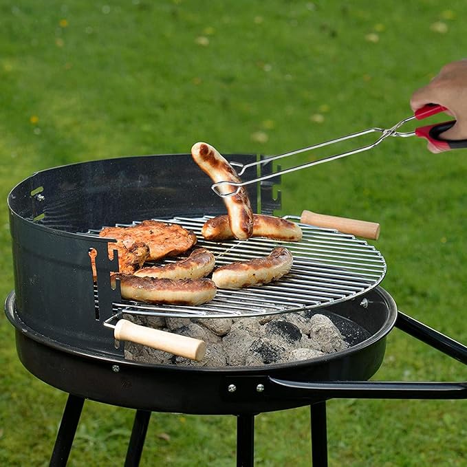 12" 16" Extra Long Stainless Steel Kitchen Tongs Set, Non-Slip Comfortable Red Grip, Scissor Design, Heat Resistant for Cooking Grilling and Serving