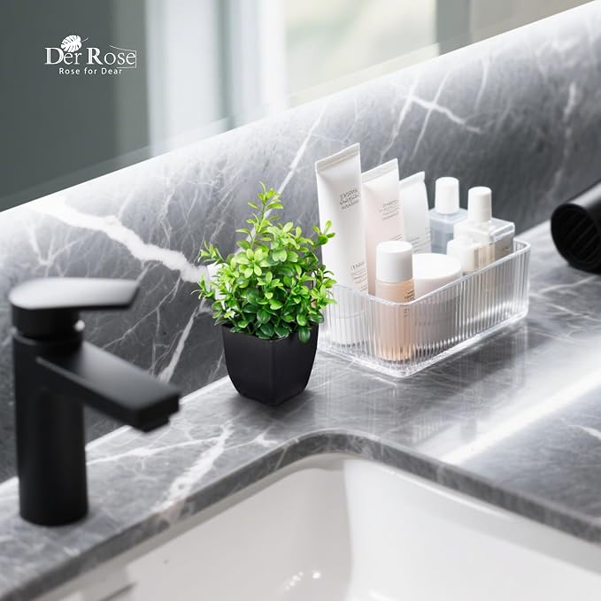 Der Rose 4 Pack Black Bathroom Decor Fake Plants Mini Artificial Greenery - Image 7