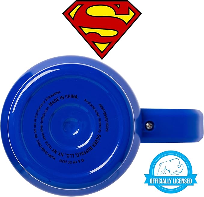 Silver Buffalo DC Comics Superman Logo Stainless Steel Tumbler with Handle and Straw, Fits in Standard Cup Holder, 40 Ounces