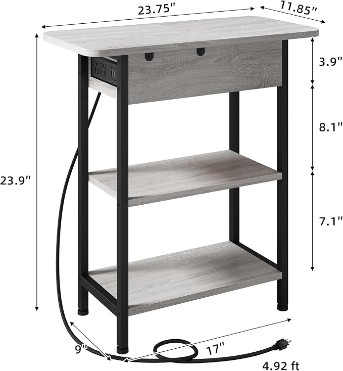 LIDYUK End Table with Charging Station, Nightstands Set of 2 - Image 7