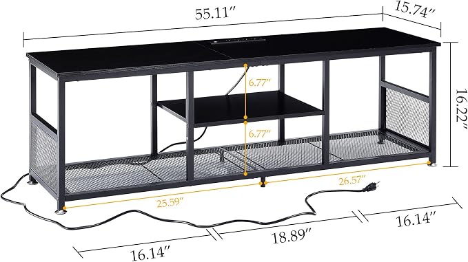VECELO TV Stand with Power Outlets - Image 10