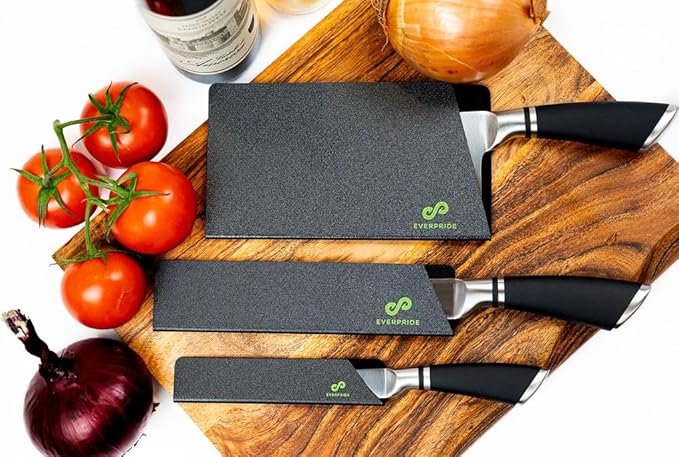 EVERPRIDE 6 & 8 Inch plus a Meat Cleaver Chef Knife Guard Set (3-Piece Set) Universal Blade Edge Cover and Knife Sheaths for Chef and Kitchen Knives Durable BPA-Free Felt Lined Sturdy ABS Plastic