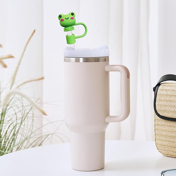 6PCS Straw Cover Cap for Stanley Cup, Silicone Cute Animal Straw Topper for Stanley 30&40 Oz Tumbler with Handle, 10mm 0.4in Dust-Proof Reusable Straw Tips Lids. (Color 3)