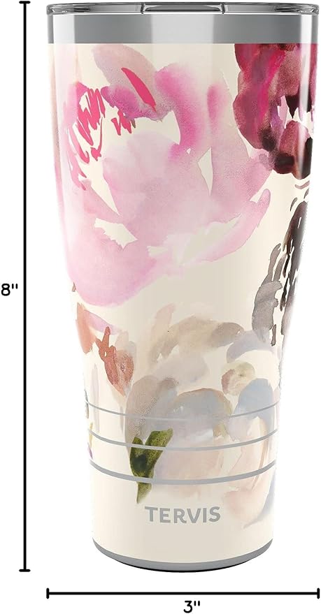Tervis Traveler Kelly Ventura Floral Collection Triple Walled Insulated Tumbler Travel Cup Keeps Drinks Cold & Hot, 30oz, Posy
