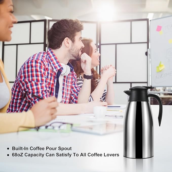 70 oz Thermal Coffee Carafe, Updated Insulated Stainless Steel Coffee Carafes - Image 7