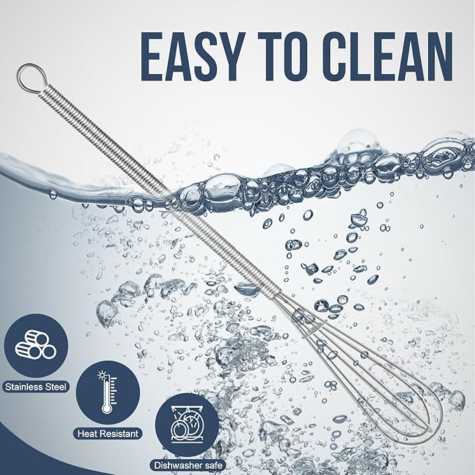 Long Mini Whisks Stainless Steel, Eddeas Skinny Small Whisk 10 inch Tiny Whisk With Long handle for Whisking, Beating, Mixing Sauces, Blending Ingredients Kitchen Small Wisk