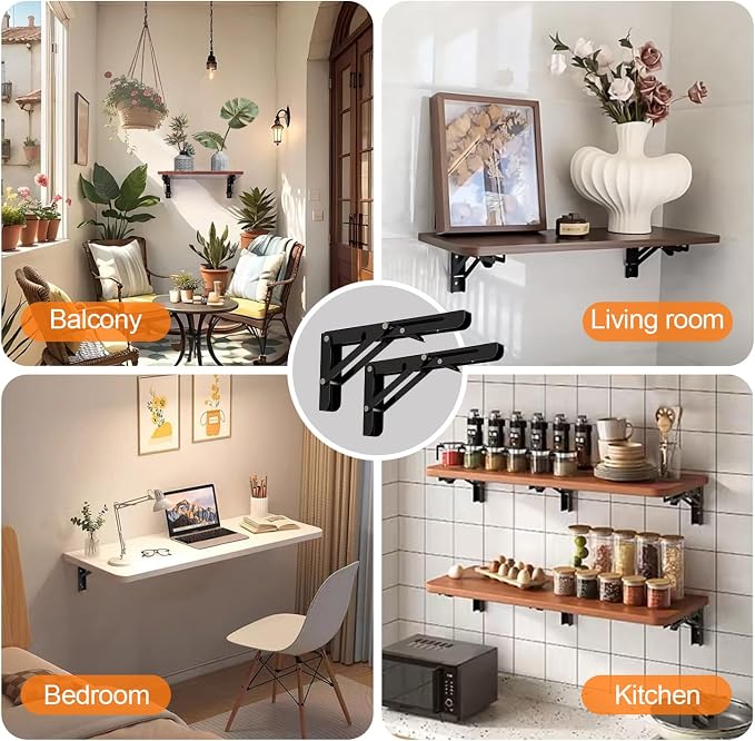 Folding Shelf Brackets 16 inch Foldable Shelf Bracket Heavy Duty Collapsible - Image 8