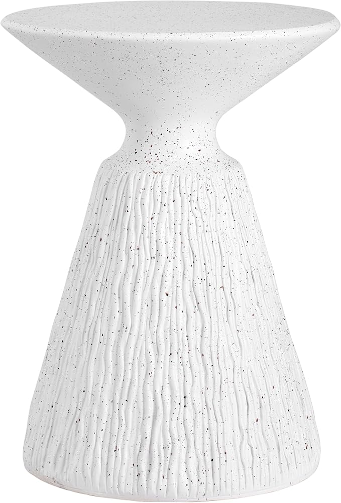 White Marble Speckled Side Table - Image 7