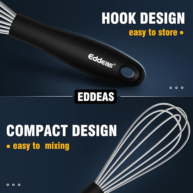 Mini Whisks - 600°F Heat Resistant Small Whisks For Cooking, Heavy Duty Stainless Steel Kitchen Balloon Tiny Whisk, Suitable for Egg, Espresso, Hot chocolate, sauces (7" & 5.5 inch )