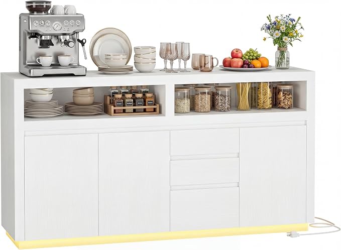 FOTOSOK 63" Sideboard Buffet Cabinet - Image 9