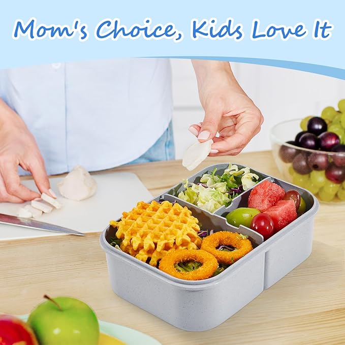 MISS BIG® Bento Box,Bento Box Adult,Lunch Box,Leak Proof Lunch Containers,No BPAs and No Chemical Dyes Bento Lunch Box,Dishwasher and Microwave Safe Lunch Containers for Adults(1900ml Gray)