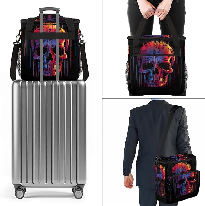 Funny Skull Skeleton Coffee Maker Carring Bag, Large Insulated Storage - Image 7