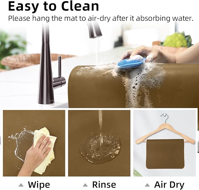 LOPNUR Kitchen Dish Drying Mat, Diatomite Coffee Mat, Super Absorbent Dish - Image 9