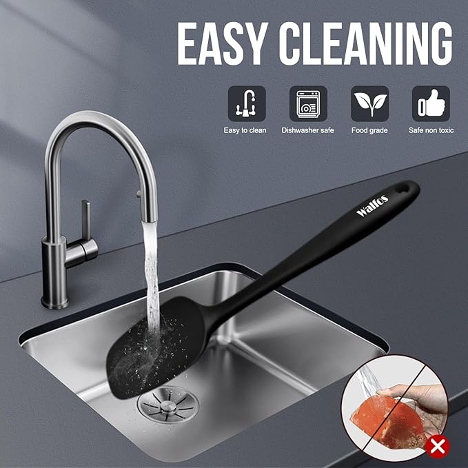 Walfos Mini Silicone Spatula Set of 3(600°F), Heat Resistant small Kitchen Silicone Spatulas, Strong Steel Core and One-Pieces Seamless Design, for Cooking Mixing & Baking,BPA Free & Dishwasher Safe