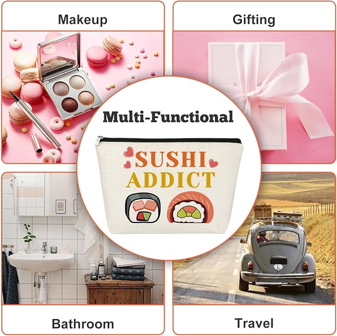Sushi Lover Gifts Sushi Gift For Women Sushi Makeup Bag Japanese Cuisine Lover - Image 7
