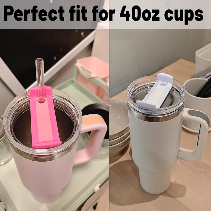 40 OZ Tumbler Lid Replacement Fit for Stanley Cup, 2 Pack Clear Replacement Lids Fit for Stanley Travel Tumbler, Spill Proof Tumbler Covers for Stanley Cup Accessories (Clear - Hot Pink)