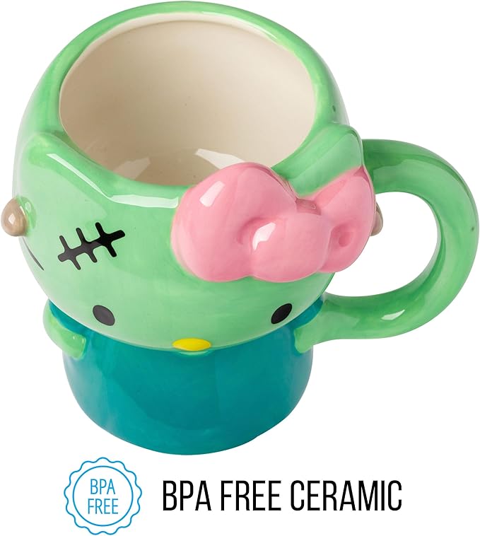 Silver Buffalo Sanrio Hello Kitty Frankenstein Halloween Costume 3D Sculpted Ceramic Mug, 20 Ounces