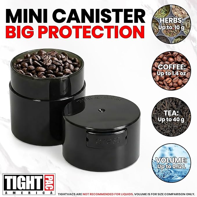 TIGHTPAC MINIVAC Portable Vacuum Seal Airtight Container – Keeps Coffee Beans - Image 8