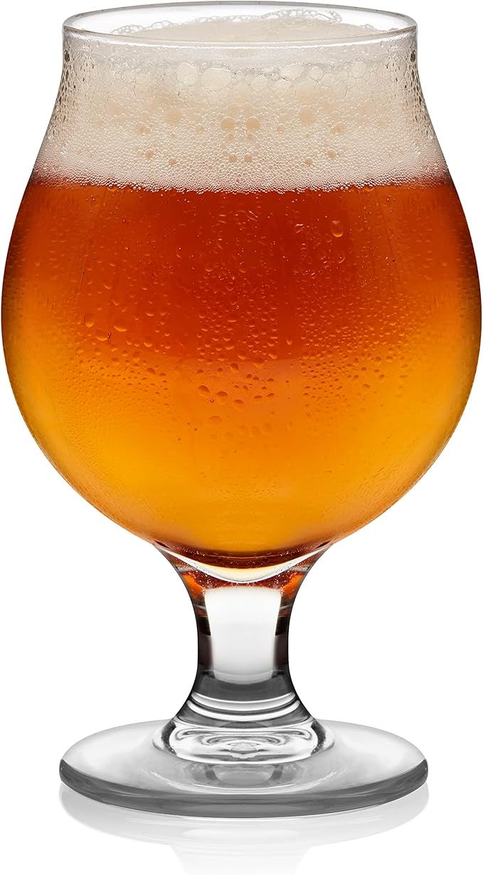 Libbey Craft Brews Classic Belgian Beer Glasses, Dishwasher Safe Beer Glasses Set of 4 for Belgian Ale, Tulip Beer Glasses