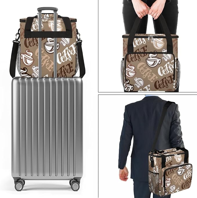 Coffee Time Coffee Maker Carring Bag Hand Drawn Coffee Travel Carrying Storage - Image 7