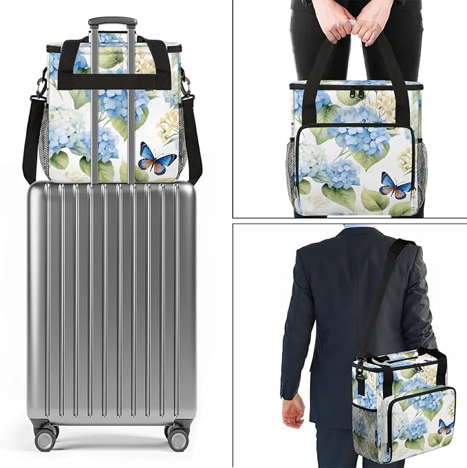 Hydrangea Flower Leaf Coffee Maker Carring Bag, Large Insulated Storage - Image 7