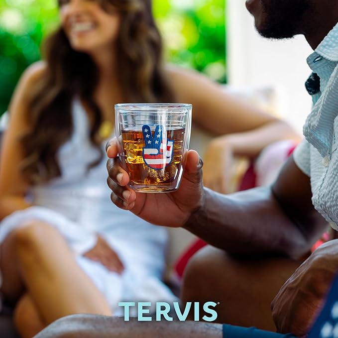 Tervis Clear & Colorful Tabletop 12oz Made in USA Double Walled Insulated Tumbler Travel Cup Keeps Drinks Cold & Hot, 12oz - 4pk, Clear