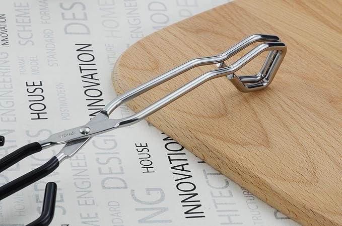 Stainless Steel Scissor Tongs with Black Handle 11-Inch Heavy Duty Wire Tongs