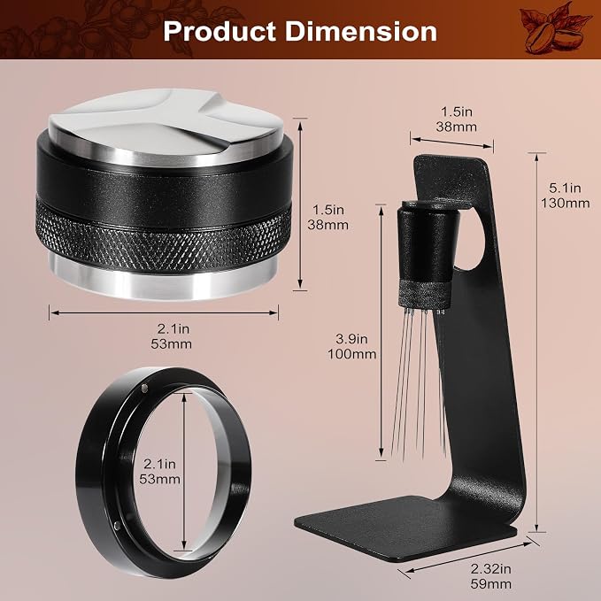Espresso Accessories Kit 53mm, Coffee Distributor and Tamper Leveler, 316 - Image 9