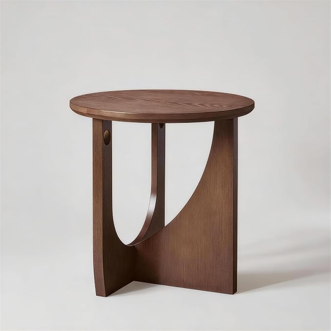 Round Walnut End Table, 100% Solid Wood Side Table - Image 7