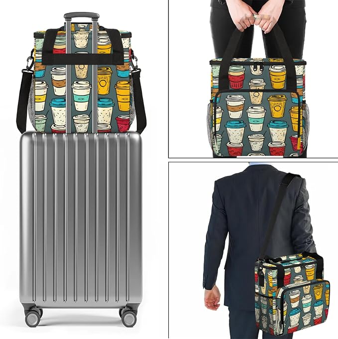 Drink Coffee Maker Travel Bag, Beverages Cups Insulated Grocery Bag Travel - Image 7