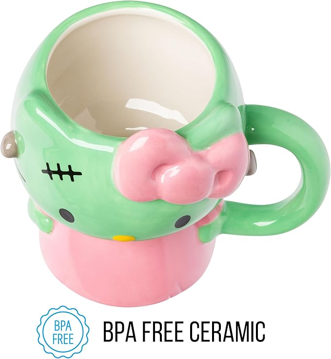 Silver Buffalo Sanrio Hello Kitty Halloween Frankenkitty Pink Dress Ceramic 3D Sculpted Mug, 20 Ounces