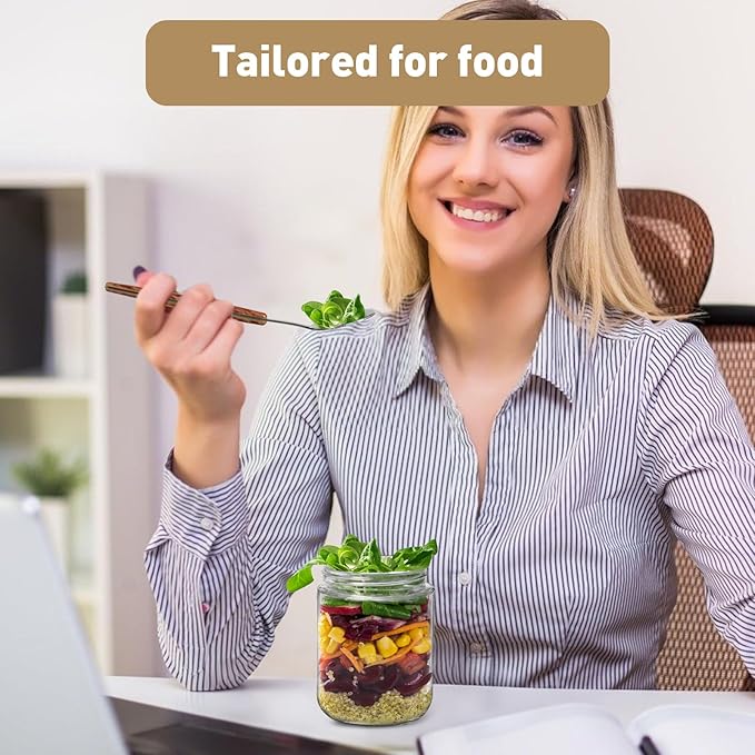 Overnight Oats Containers with Lids,16oz Wide Mouth Glass Mason jars with Bamboo Lid,Oatmeal Containers with Airtight Lid and Spoons,Meal Prep Jars for Yogurt,Chia Pudding,Snacks,Salad,Spice(6Pack)