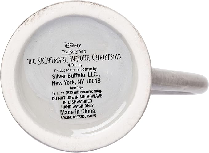 Silver Buffalo Disney Tim Burton Nightmare Before Christmas Tombstones Featuring Jack Skellington and Zero 3D Sculpted Ceramic Mug, 18 Ounces