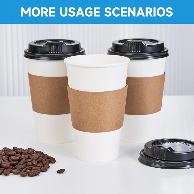 RACETOP 16 oz 500 Pack Disposable Paper Coffee Cups - Image 6