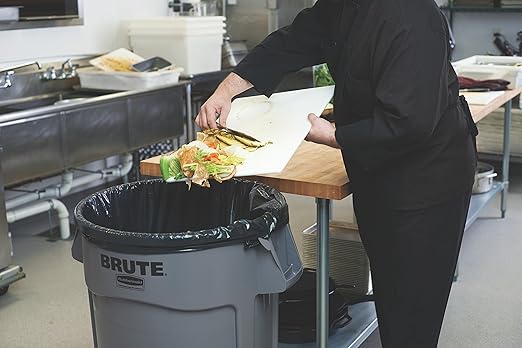 Rubbermaid Commercial Products BRUTE Heavy-Duty Round Trash/Garbage Lid, 10-Gallon, Gray, Compatible with Rubbermaid BRUTE 10-Gallon Can (Pack of 4)
