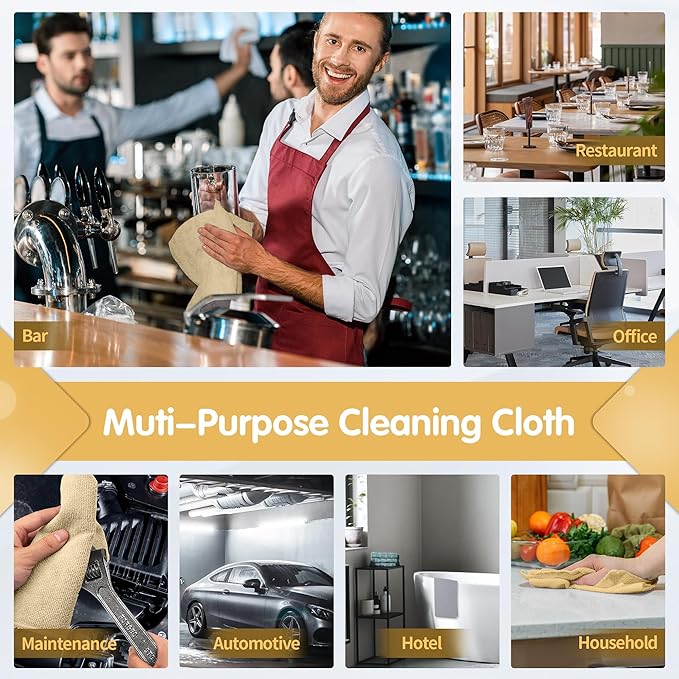 FIXSMITH Beige Microfiber Cleaning Cloth -Pack of 8, Highly Absorbent Cleaning Rags, 16"X12" All Purpose Cleaning Towels for Housekeeping, Kitchen, Car, Lint Free and Reusable Microfiber Towels